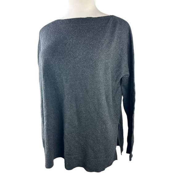 Vince Boat Neck Wool & Cashmere Blend Sweater Rib Trim LS Charcoal Gray Medium - Picture 4 of 9